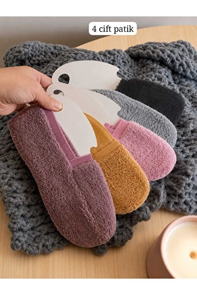 WalkRox Pratik Kullanılabilir Yumoş, Peluş Kadın Patik, Çetik (4 Lü Ekonomik ...
