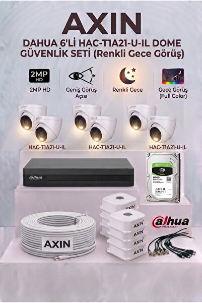 DAHUA 6 Kameralı Dome Full Color Güvenlik Kamera Seti - 2.8mm Geniş Açı, 500 ...