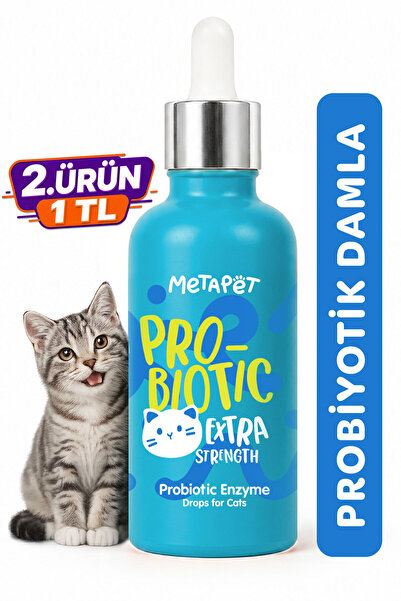 Metapet Kediler için Probiyotik Damla, Güçlü Sıvı Enzim Form, Suyuna veya Mam...