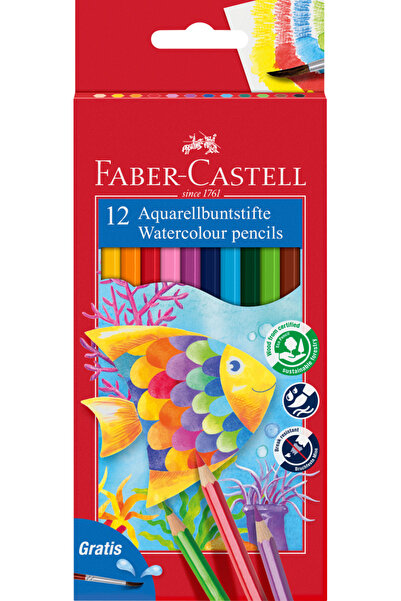 Faber Castell Set 12 creioane colorate acuarela Faber-Castell, cu pensula