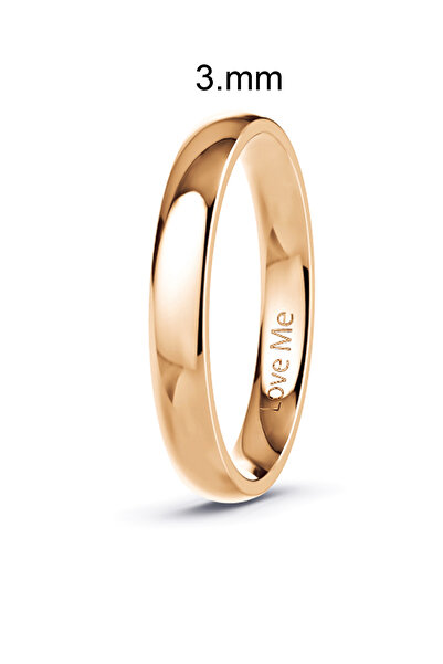 Kaya The Third Love Me Marka 3mm Parlak Rose Renk Klasik İnce Bombeli Çelik A...