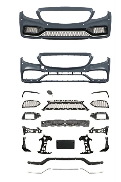 autogp Mercedes w205 c63 ön tampon ve panjur seti silver trim 2013+