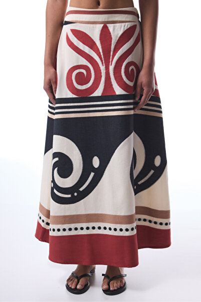 Penti Ethnic Patterned Colorful Shay Long Beach Skirt