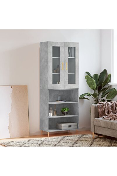 Concept Dulap înalt, gri beton, 69,5x34x180, lemn compozit