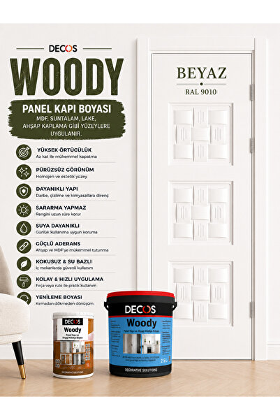 DECOS Woody - Renkli Panel Kapı Boyası Su Bazlı Kokusuz Yüksek Örtücülükte