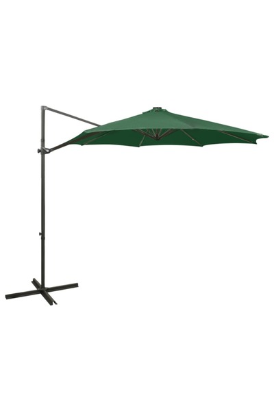 Concept Umbrelă suspendată cu stâlp și LED-uri, verde, 300 cm