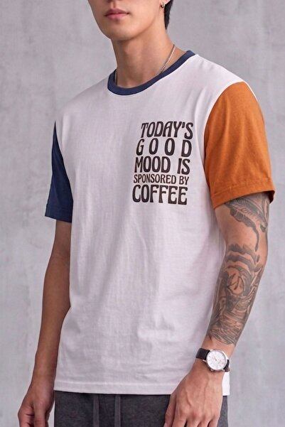 Mood Lab Unisex Colorful Short Sleeve White Crew Neck Slogan Printed T-Shirt