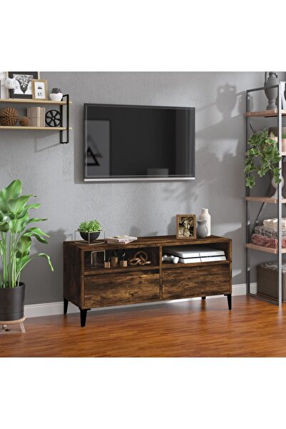 Concept Comodă TV, stejar fumuriu, 100x34,5x44,5 cm, lemn prelucrat