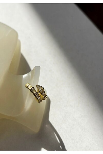 DuCa Handmade Gold Renkli SRPNT Model Earcuff Kıkırdak Küpesi (Deliksiz Kulla...