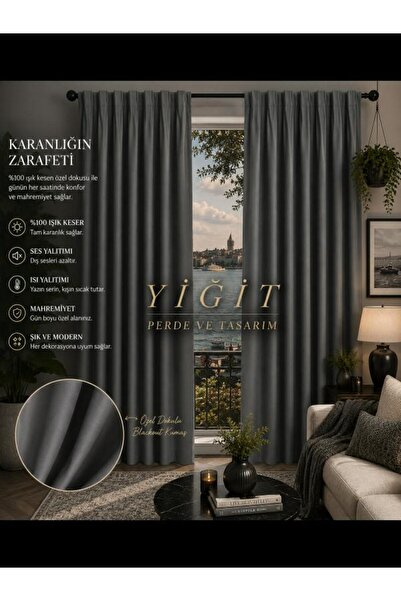 Genel Markalar YİĞİT PERDE VE TASARIM GRİ RENK BLACKAUT KARARTMA FON PERDE