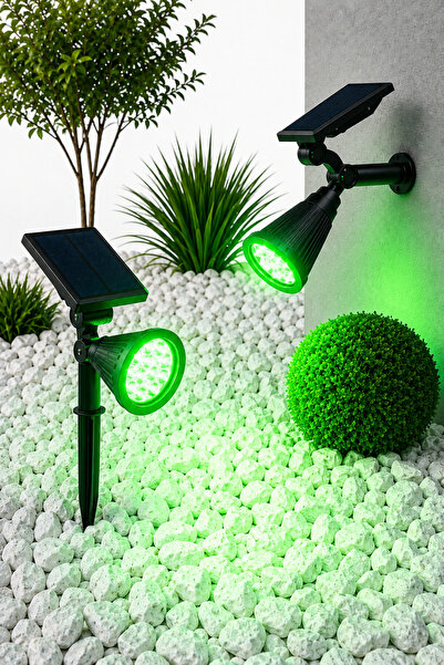 Kyrotech Yeşil 18 Led Solar Spot Lamba Bahçe Aydınlatması Güneş Enerjili Foto...