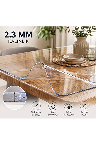 NYK HOME Şeffaf Kalın Masa Muşambası 2,3 Mm Net Kalınlık