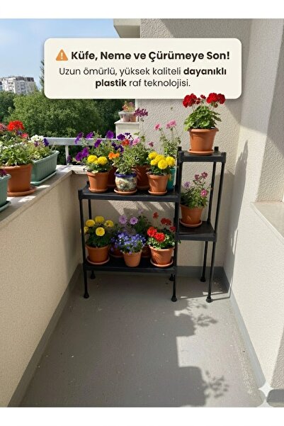 Lider Tunç TUNİVA LİORA Çok Amaçlı 4 Bölmeli Dekoratif Çiçeklik Ve Modern Sak...