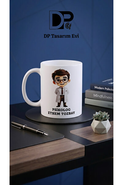 DP Tasarım Evi Kişiye Özel Psikolog Tasarım Hediye Porselen Baskılı Kupa - Ki...