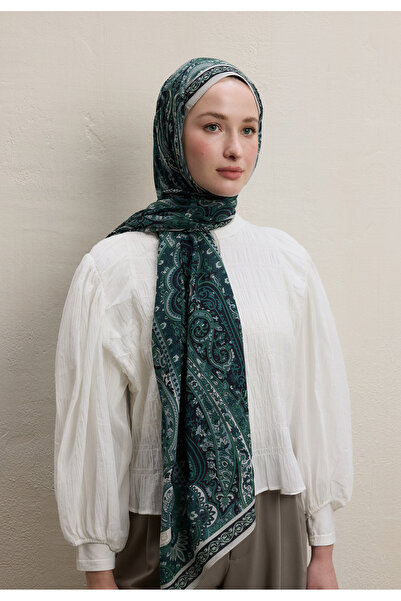 Freshscarfs Koyu Yeşil Zaıra Desen Şal
