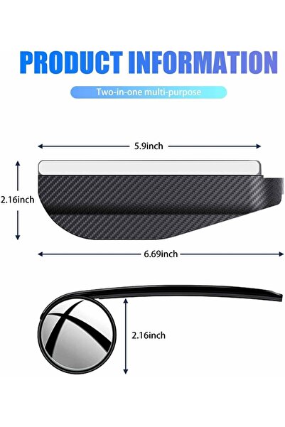 Arabest 2-Piece Car Blind Spot Mirror with Rain Guard, 2-in-1 Carbon Fiber Ey...
