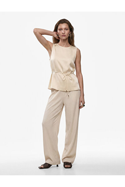 Koton Straight Fit Bol Flat Leg Satin Trousers