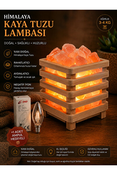 Genel Markalar Çankırı Kristal Kaya Tuzu Tuz Sepet Model Tuz Lambası 3,4 Kg
