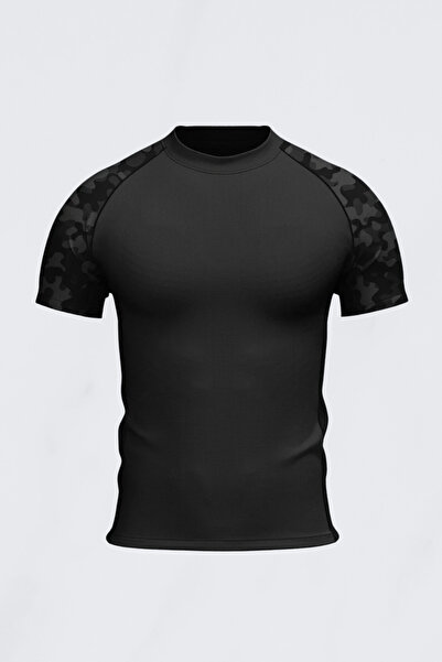 FitVult Kol Kamuflaj Baskılı Kısa Kollu Askeri Kamuflaj Compression Spor Tshi...