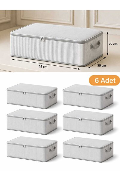 Spartek home textile 6 Adet- Antrasit Çizgili Orta Boy Baza Altı Ve Çekyat Ti...