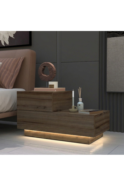 İNARCH DİZAYN Kayra KMD002 LED Işıklı Komodin – 2 Çekmeceli Modern Tasarım An...