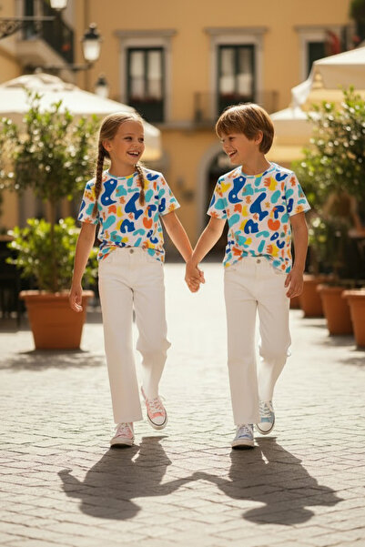 poozkids Unisex Çocuk Beyaz Wide Leg Jean – Rahat Kalıp Premium Günlük Denim ...