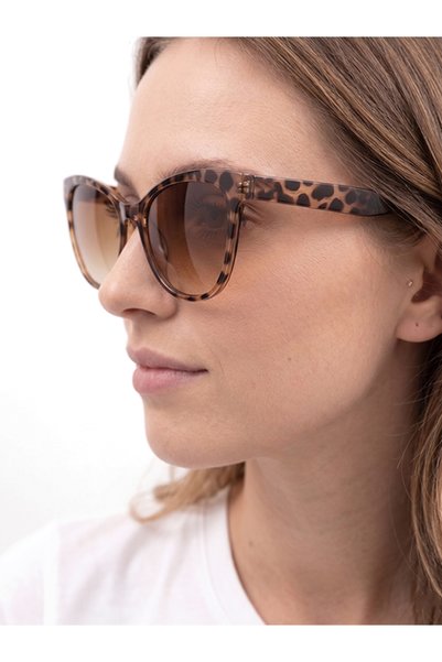 QnQ Cat Eye Leopard Women's Sunglasses Trendy Model