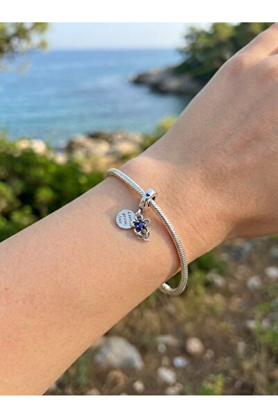 My Story Mavi Çiçek Sallantılı Gümüş Charm