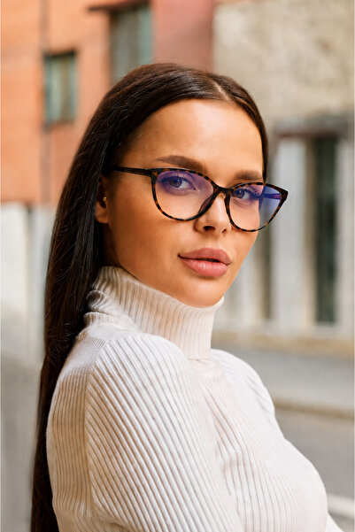 BAPPİR Mavi Işık Korumalı Cat Eye Gözlük Optik Uyumludur Blue Block Şeffaf Le...