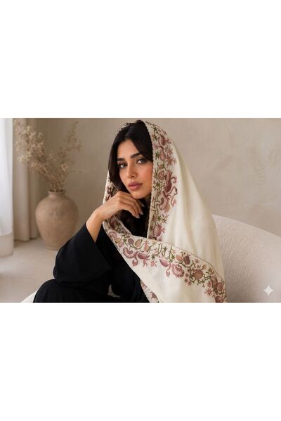 Veil Designer Off-White Royal Night Magic Embroidery Three-Tip Fabric Japanes...