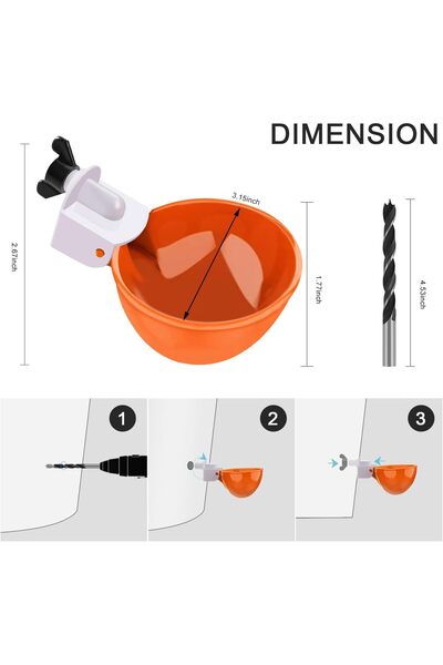 Arabest 8-Pack Automatic Chicken Waterer Cups, with Tee Fittings, Mounting Ho...
