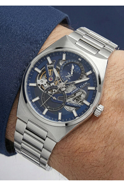 Daniel Klein Skeleton Silver Stainless Steel Watch for Men DK.1.14269-5