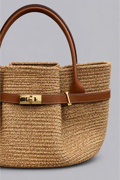 MaVaux Elise Genuine Leather Detailed Lightweight and Soft Rope Clutch Bag - Gold Locked Stylish Daily Women's Bag Si