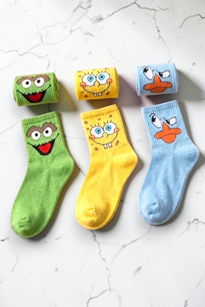 Socks Stores 3 Pairs of Colorful Patterned Unisex Socks Cotton Soft Textured ...