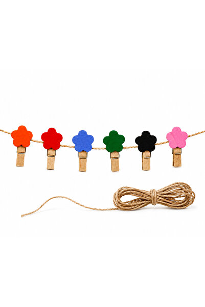 repro design Colorful Floral Pattern - Photo Pegs 10 Pieces (with 3.5 cm String)