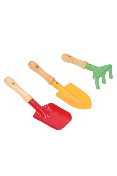 Generic Çocuk Bahçe Seti – 3 Parça Metal Kürek ve Tırmık Seti, Oyuncak, Ahşap...