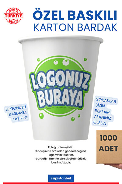 cupistanbul Özel Baskılı - 1000 Adet 7 Oz (200 ml) Karton Bardak - Logonuza Ö...
