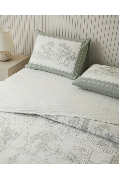 English Home Pastoral Patch Cotton Sheet Double Duvet Cover Set 200X220 cm Green