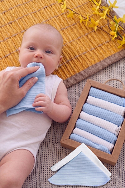 Rocha Baby Pamuklu Özel Dokulu Kutulu 7'li Bebek Ağız Mendili ve Ter Bezi