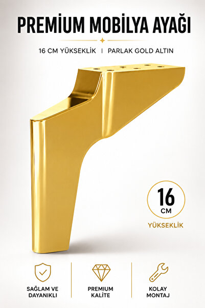 NZB Lüks Mobilya Kanepe Sehpa Tv Ünitesi Koltuk Ayağı 16 Cm Parlak Gold Baza ...