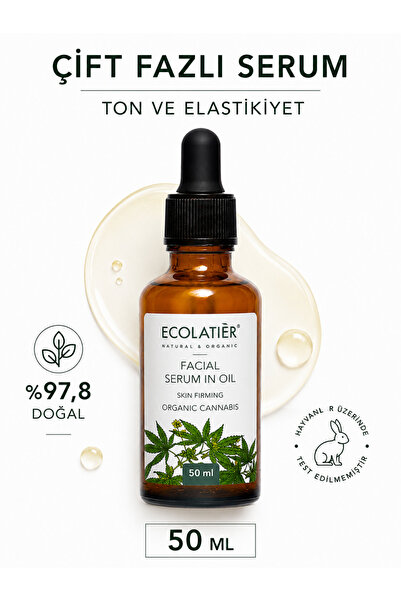 ECOLATIER Çift Fazlı Cilt Serumu 50 ml Organik Kenevir Yüz Nemlendirici ve Sı...