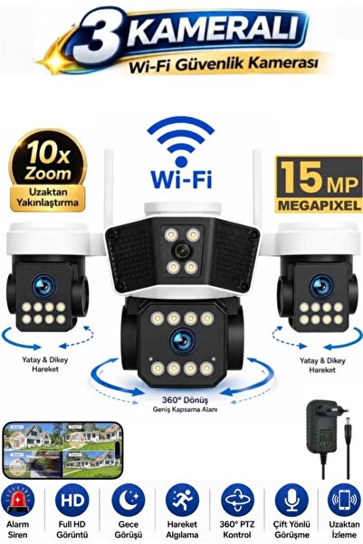 SONREİR SNR3 Wi-Fi 3 Kameralı PTZ Motorlu Güvenlik Kamerası 20MP Gece Görüşlü...