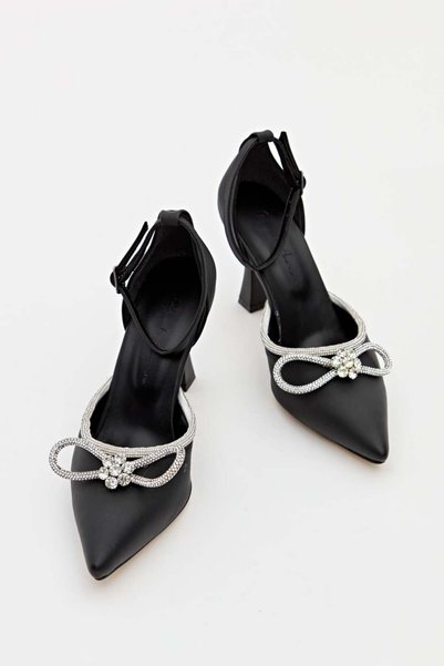 Hayati Arman Women's Stone Detailed Bowknot Pointed Toe Thin Heeled Evening D...