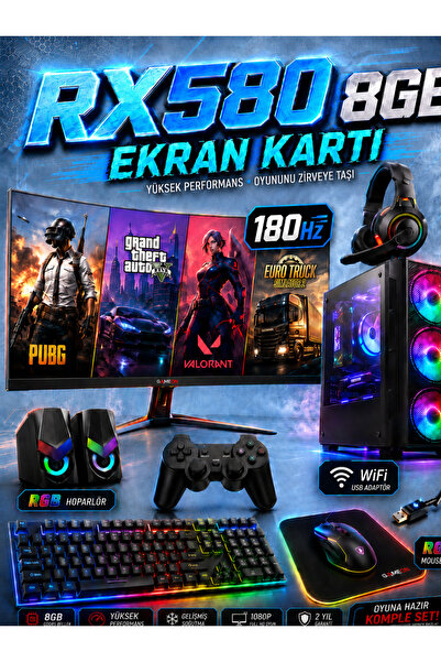 Dmc N03x (PUBG,GTA 5) I5-3470,16GB RAM,512GB SSD,8GB RX580 256bit,24'oyuncu M...