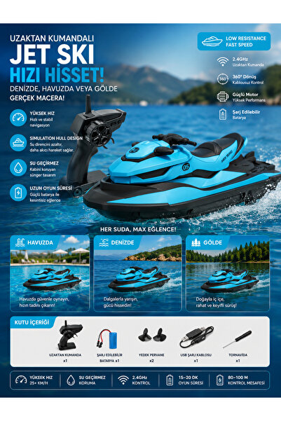 Zigver Sıcak Yüksek Hızlı Uzaktan Kumanda Tekne 2.4g Rc Jet Ski Mini Elektrik...