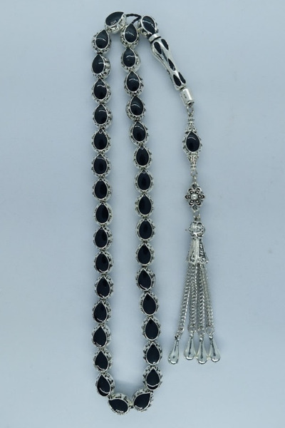 Silver Enamel Embroidered Rosary,Quadruple Drop Model Metal Tassel Gift Boxed Rosary.