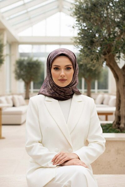 Vissona % 57 İpek % 43 Viskon Twill İpek Degradeli Yaprak Desenli Bej Renkli ...