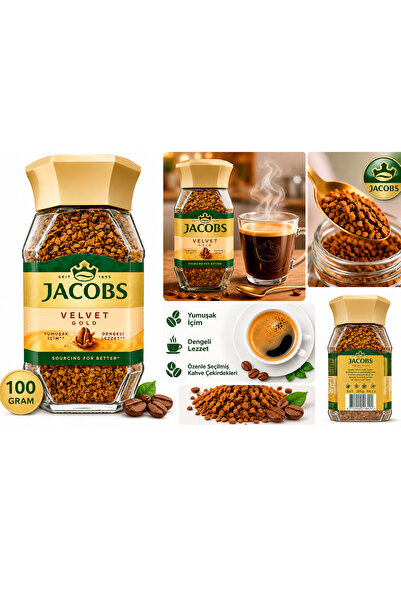 Jacobs Velvet Gold 100 gr Çözünebilir Kahve x 4 Adet
