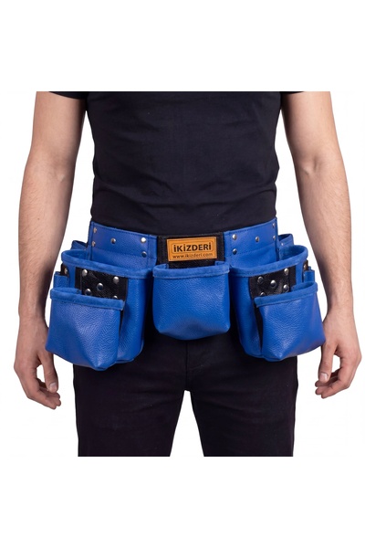 FUNCTIONAL FIVE COMPARTMENT LEATHER APRON BLUE-BLACK