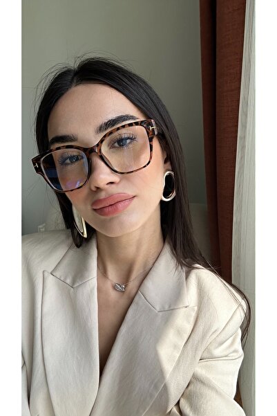 funeyes Rosa Large Cut Blue Light Protection Glasses with Leopard Pattern Acc...